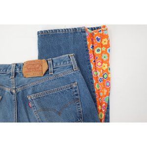 Vintage levis womens 36 custom flare 501xx jeans‎ made in usa high waist floral